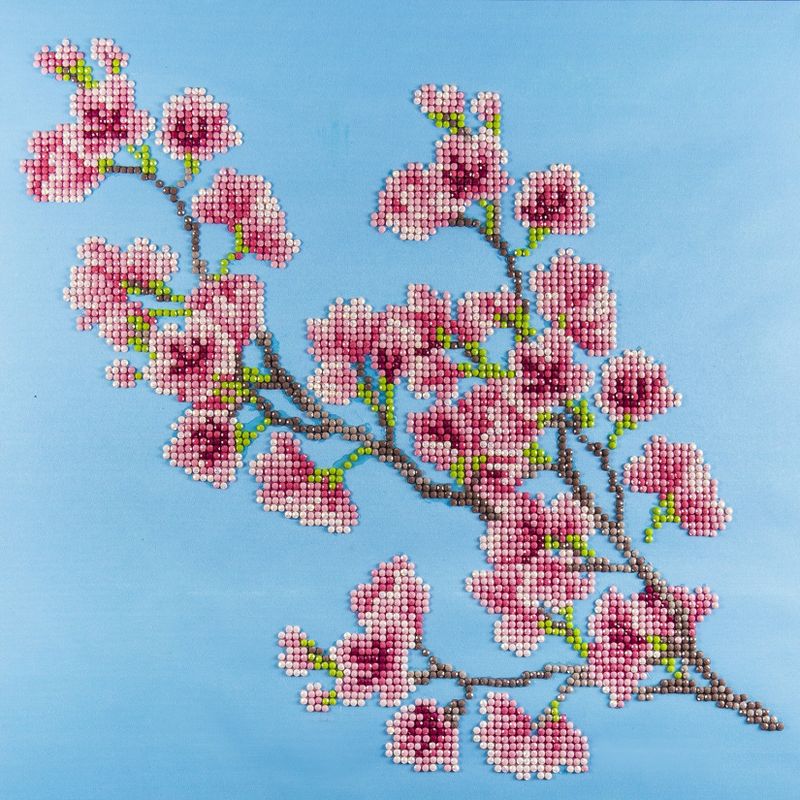 Leisure Arts Diamond Art Intermediate Kit 12"X12"-Cherry Blossom
