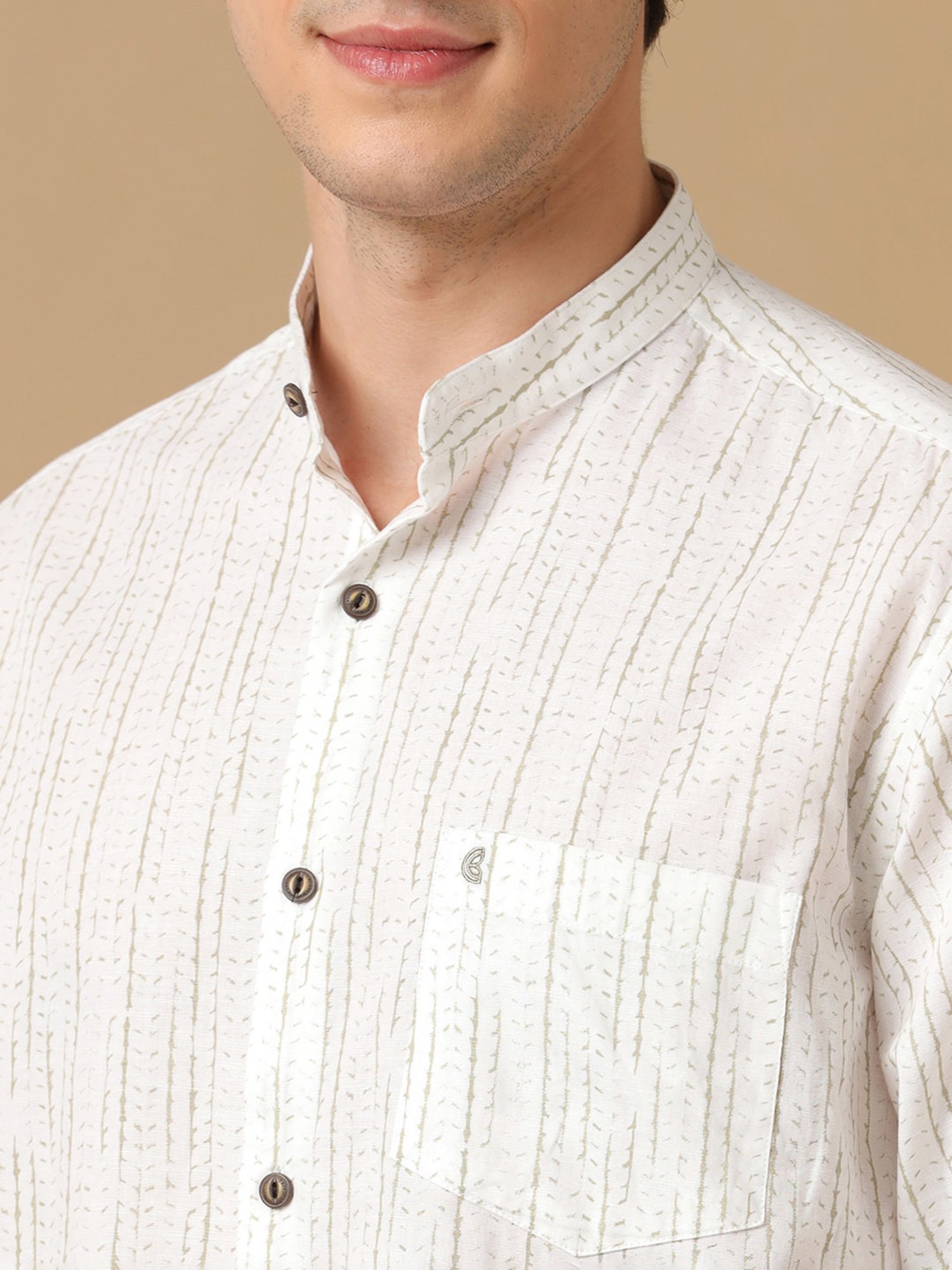 CAVALLO by Linen Club Light Grey Contemporary Fit Printed Shirt