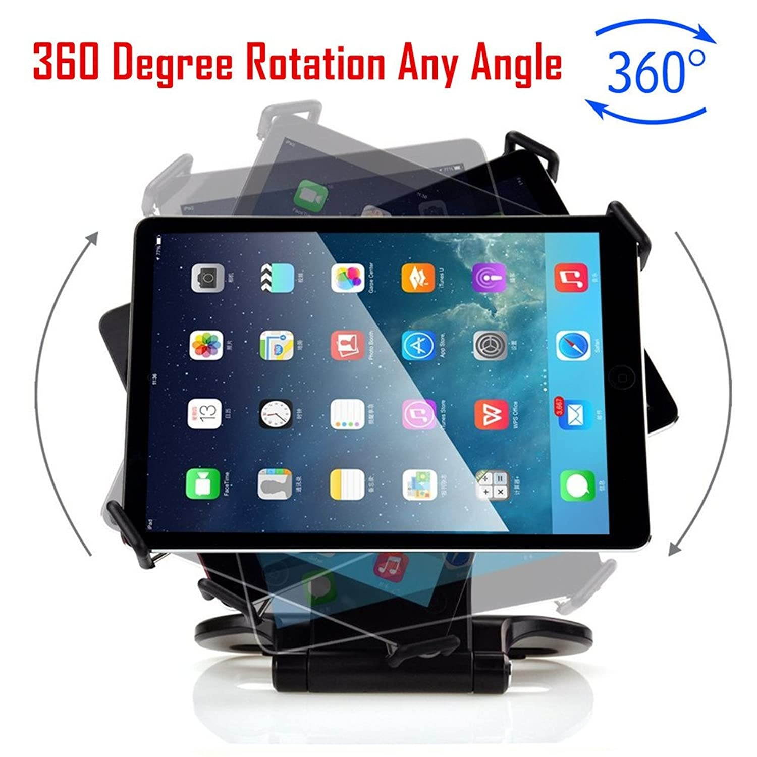 Kastar 360 Swivel Rotating Stand Holder Tabletop Stand with Collapsible Base for All iPad Series: iPad1, iPad2, iPad3, iPad4, iPad Mini, iPad Air, Samsung Galaxy Tablets and 7"-10" Tablet PC (White)