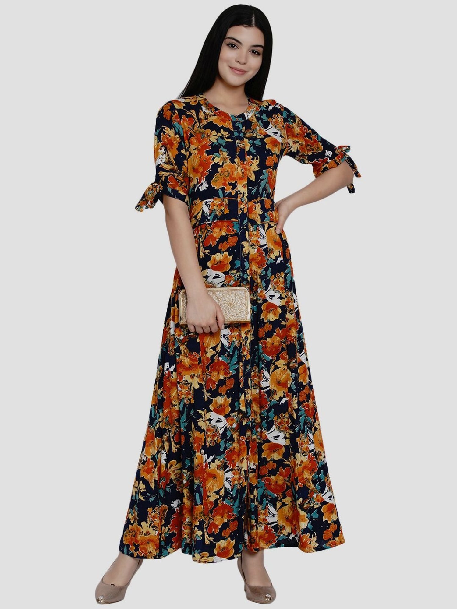 Women Republic Black Printed A Line Kurta