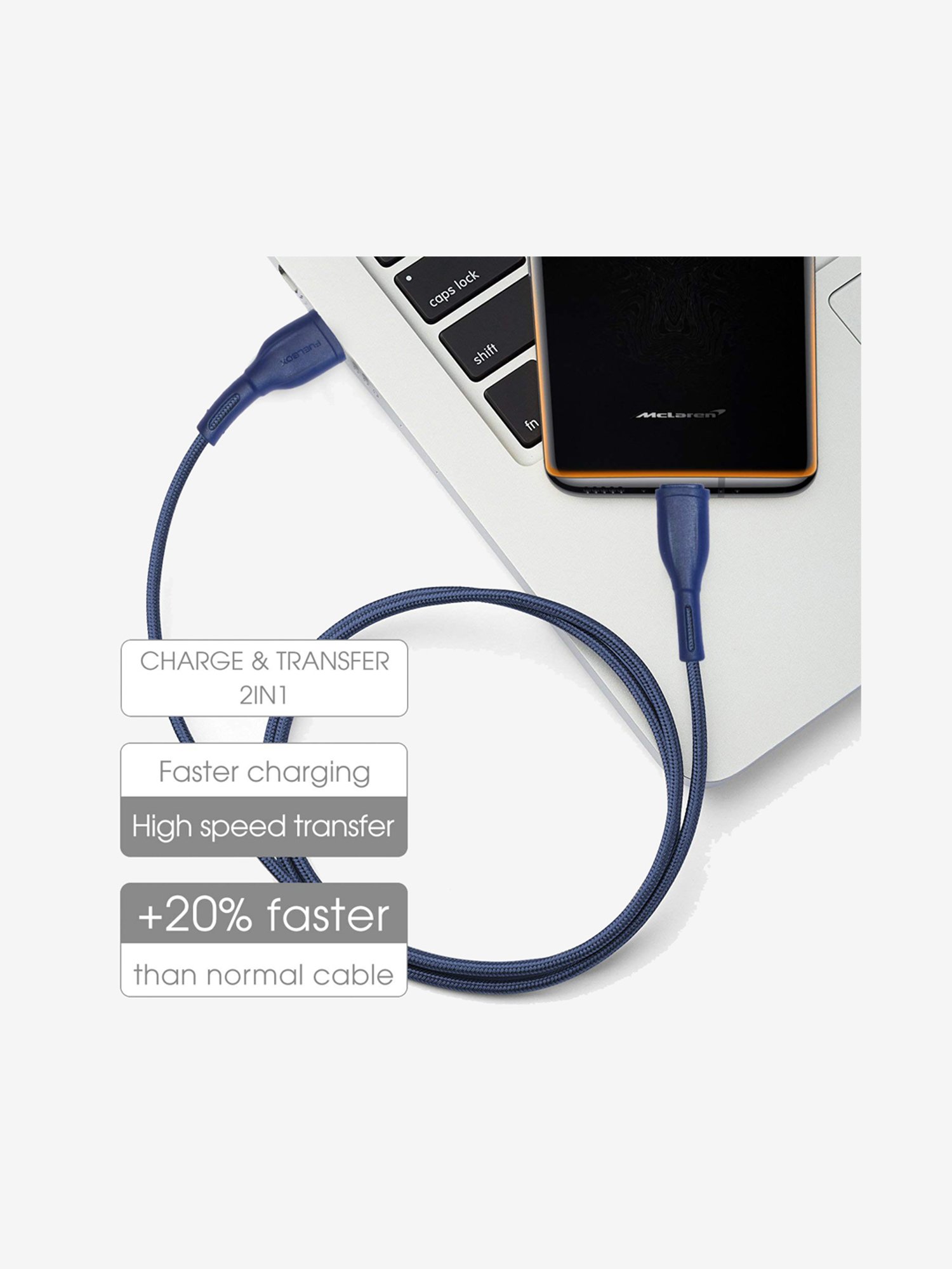 Moerdon SCB138 Fast Charging Data transfer Cable with LED indicator (Black)