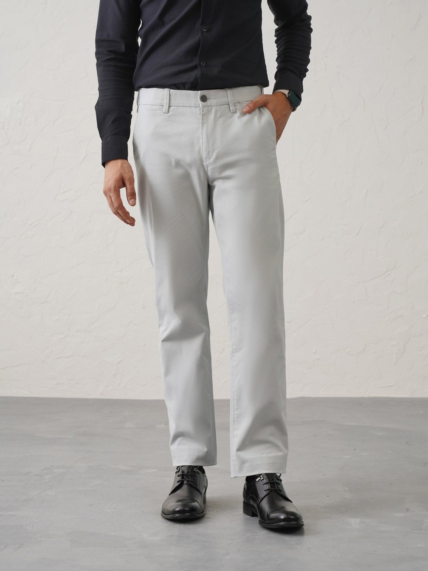 MinusOne Light Grey Regular Fit Chinos