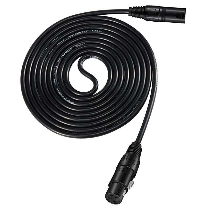 25ft XLR 25 Feet Microphone Male to Female Mic Cables Cord, Black 6-Pack