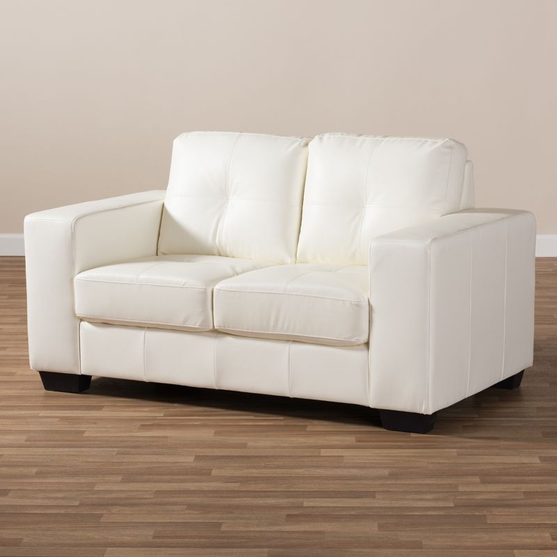 Adalynn Modern and Contemporary Faux Leather Upholstered Loveseat White - Baxton Studio