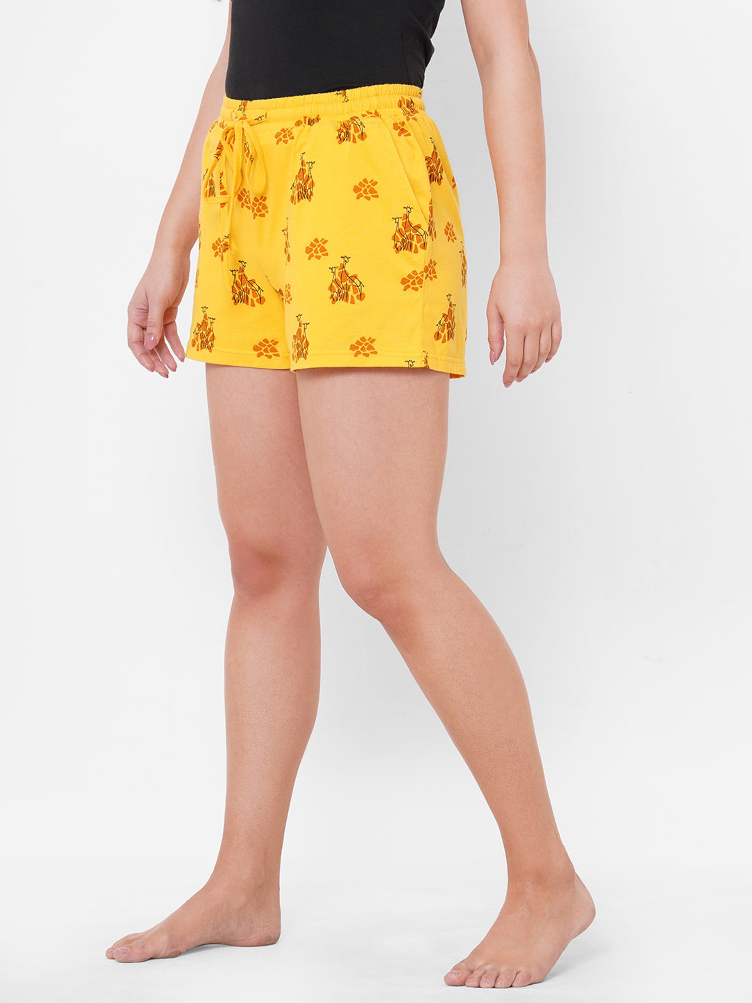 Mystere Paris Yellow Printed Shorts