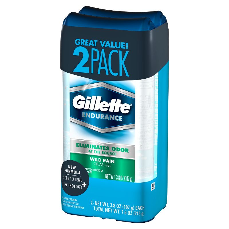 Gillette Wild Rain Clear Gel Men's Antiperspirant & Deodorant Twin Pack - 7.6oz