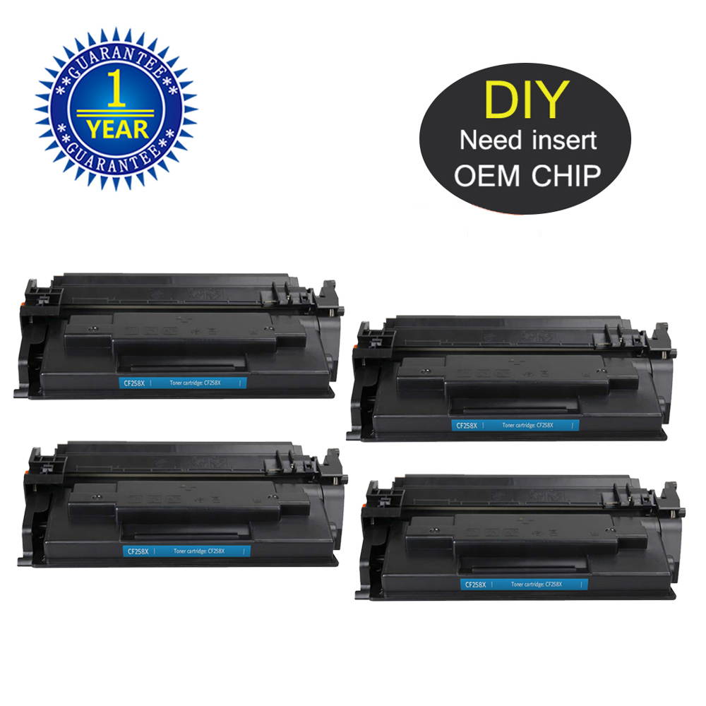 Compatible Toner Cartridge Replacement for HP 58X CF258X 58A CF258A Laserjet Pro M404n M404dn MFP M428fdw M428dw No Chip (Black, 4-Pack)