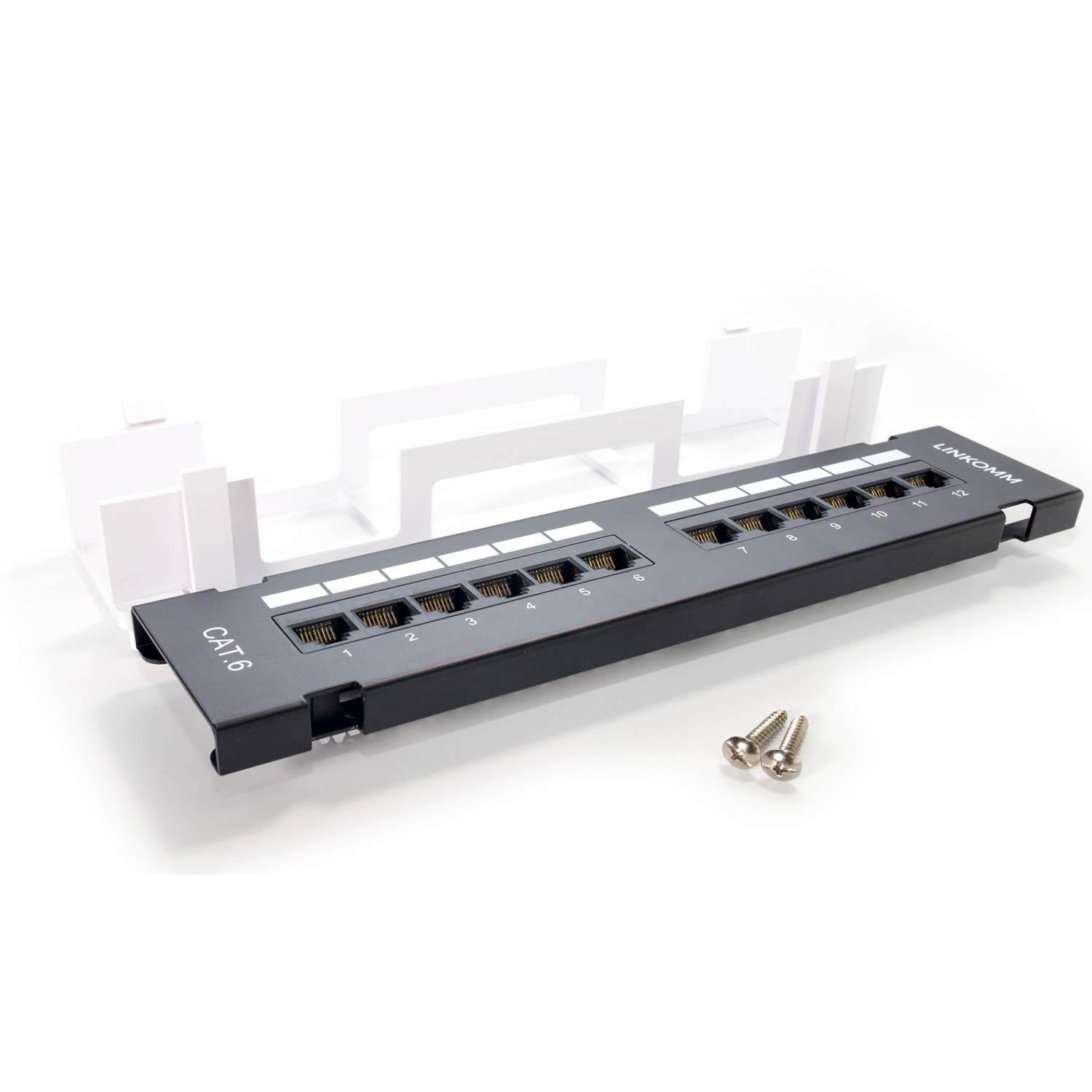 LINKOMM UL Listed RJ45 Cat6 12-Port UTP Unshielded Patch Panel with 89D Mounting Bracket/Vertical Mini Patch Panel