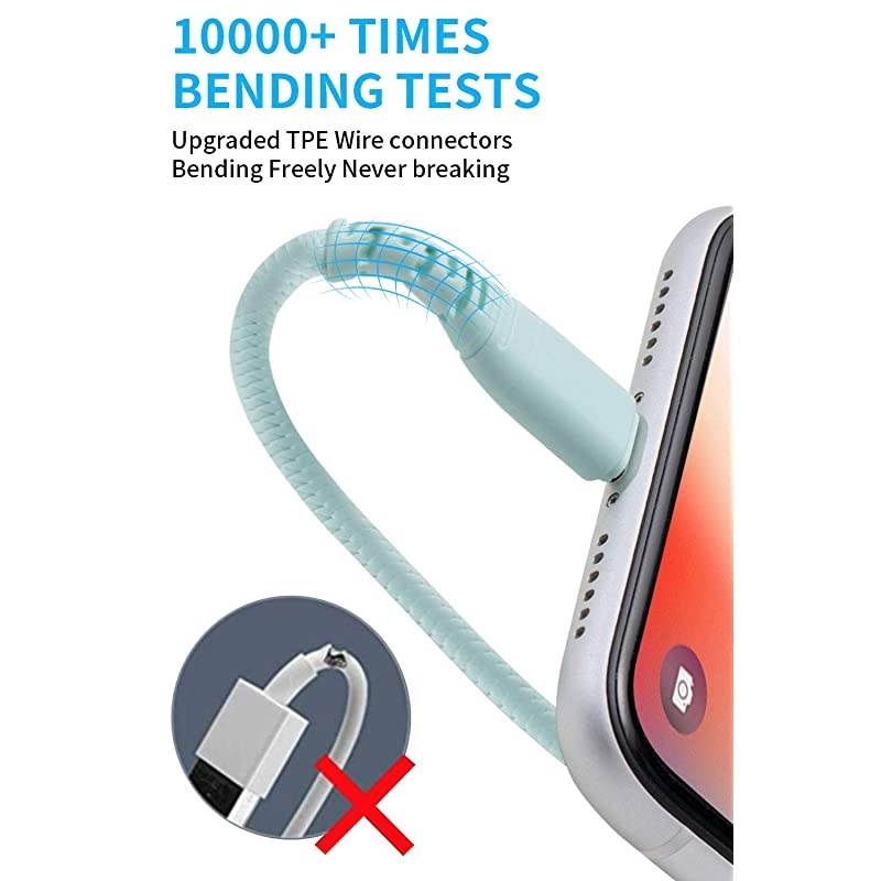 3Pack 3ft Charger Cable  for Long 3 Foot iPhone Charger Cord/Data Sync Fast iPhone USB Charging Cable Cord Compatible for iPhone X Case/8/8 Plus/7/7 Plus/6/6s Plus/5s/5,iPad Mini Case(Blue)