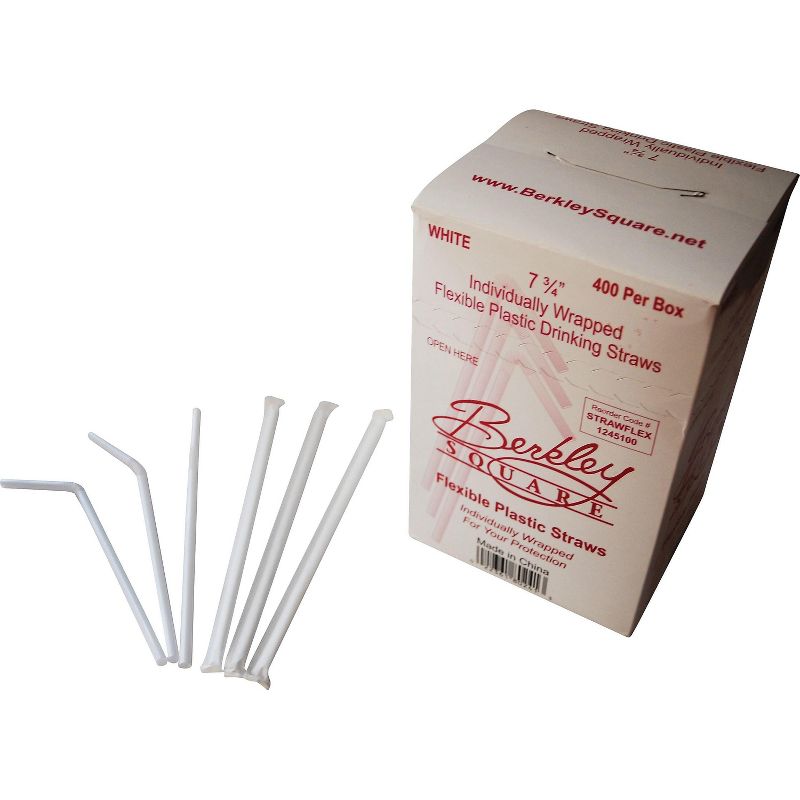 Berkley Square White Polypropylene Straws 400/Box (1245100) 
