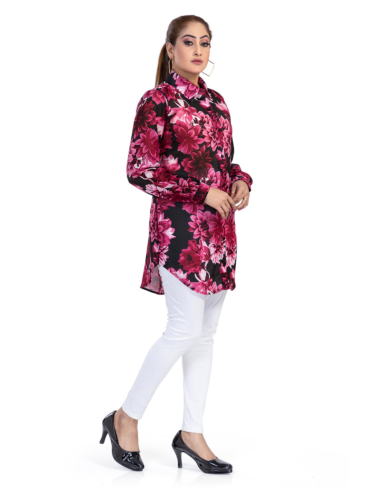 Nino Bambino Black Printed Long Shirt