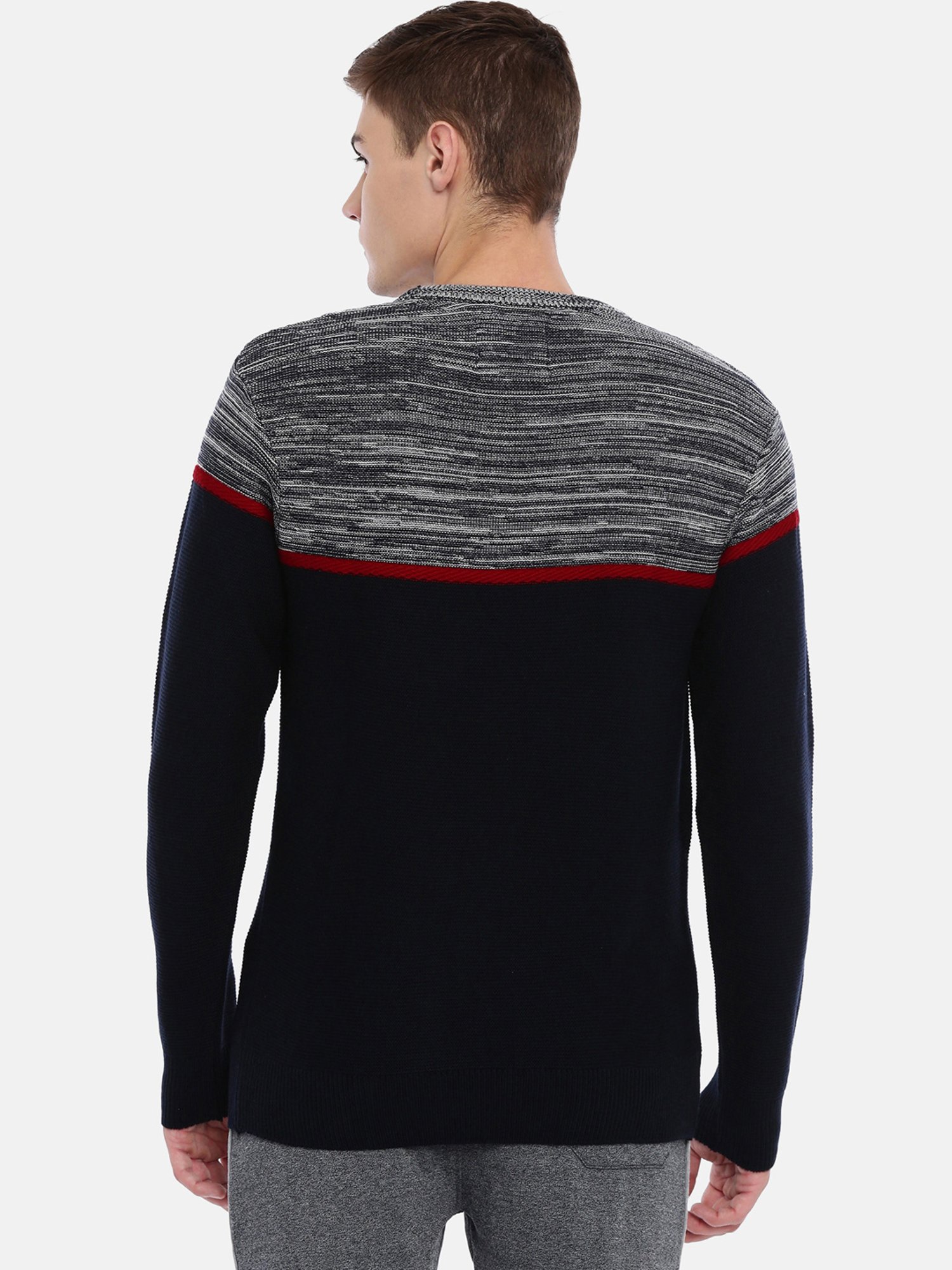 Proline Navy Comfort Fit Colour Block Sweater