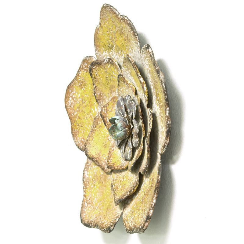 Stratton Home Decor S09593 Set of 3 Metal Rustic Flower Wall Decor, Multicolor