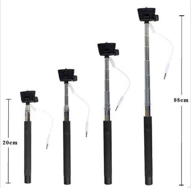 New Adjustable Handheld Monopod with Embedded 3.5mm Stereo Jack Control for Smartphones and Tablet Color Blue