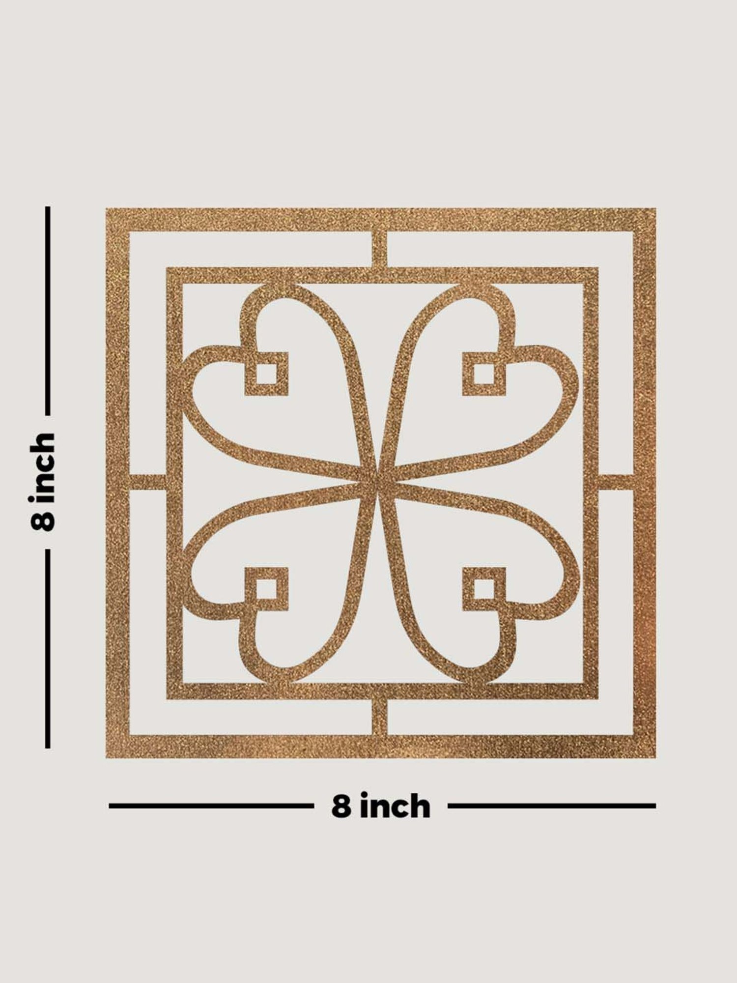 Art Street Gold Mdf Jharokha Jali Square Hanging Ornaments Wall Art - Set of 4