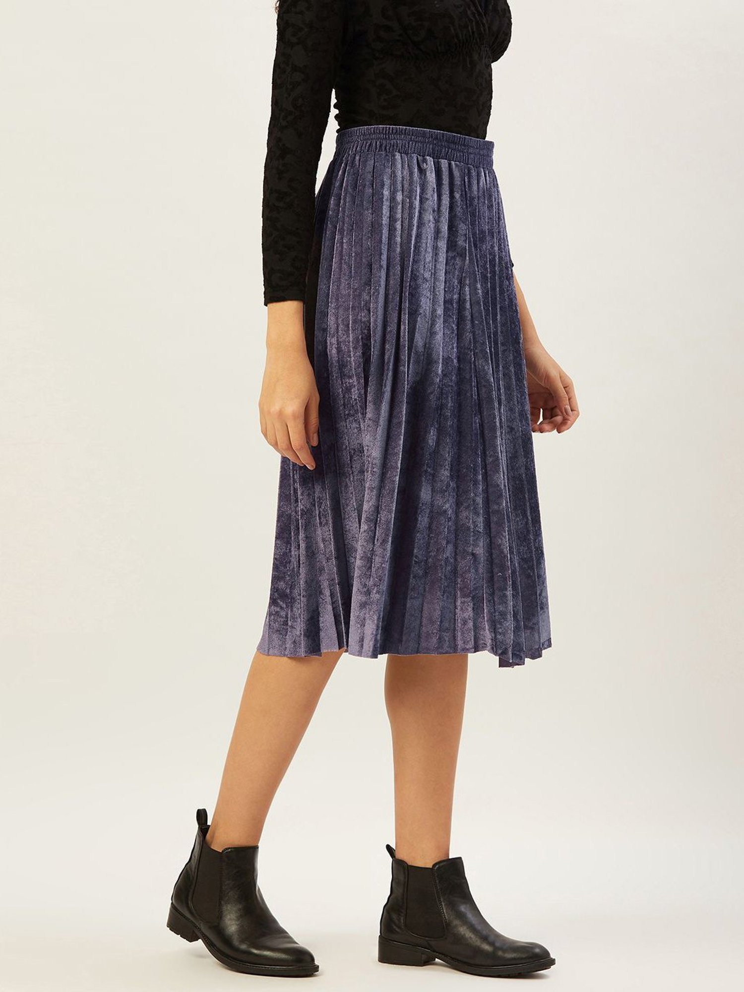 Anvi Be Yourself Grey Printed A-Line Skirt