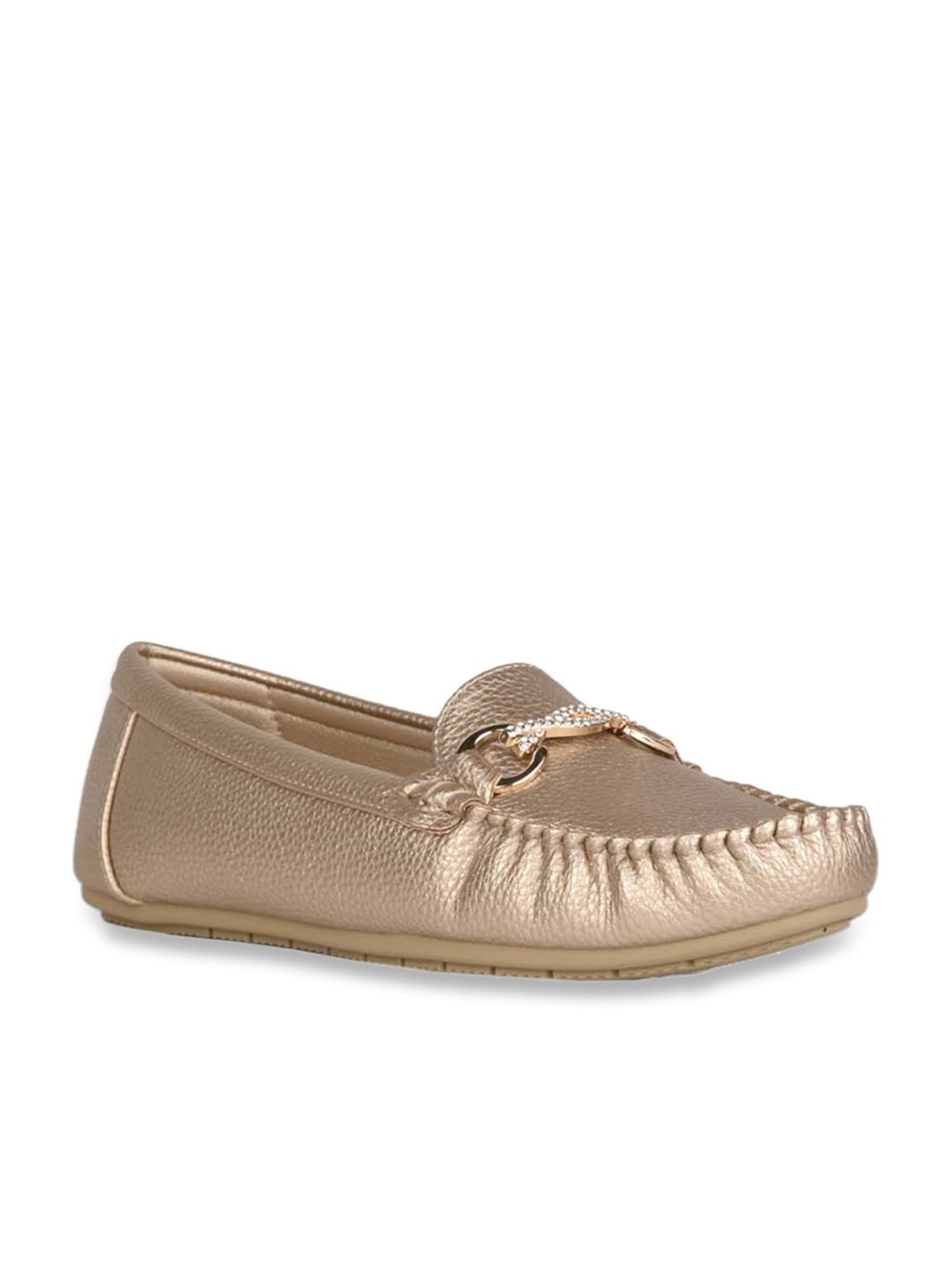 Jove Women's Golden Casual Loafers