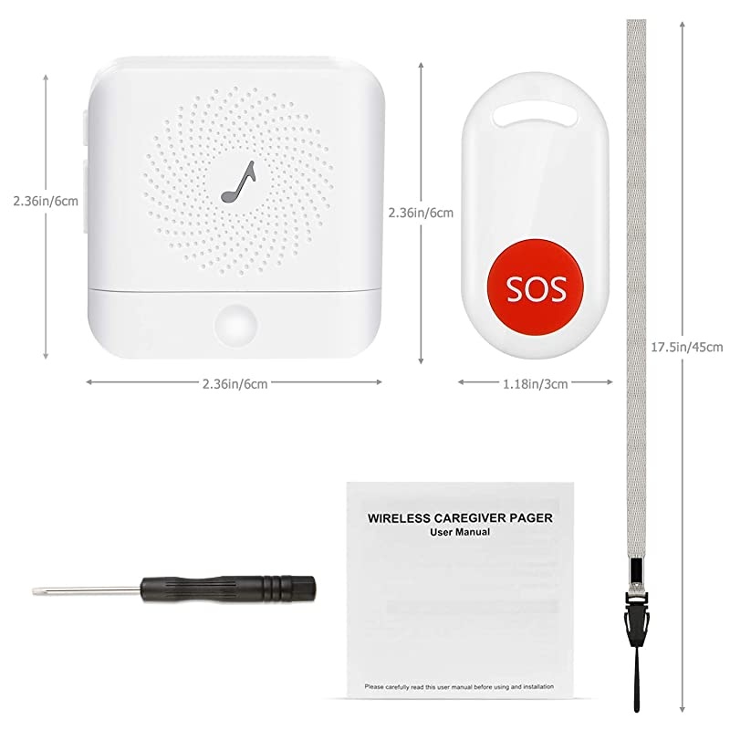 Caregiver Pager Wireless Patient Pager -  Personal Smart Call System SOS Call Buttons/Transmitters & Receivers, Nurse Calling Alert Patient Help System for Home/Elderly