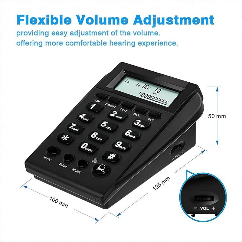 Corded Phone Headset,  Call Center Telephone Headset with Dialpad, Noise Cancelling Phone Headsets for Office/House Phones