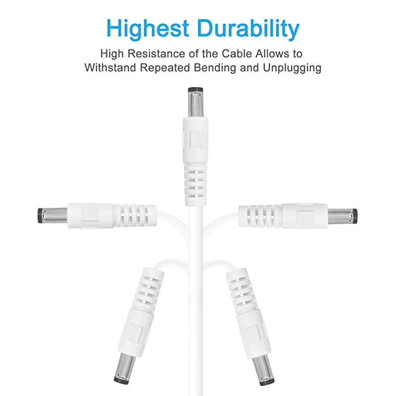 5.5mm x 2.1mm Extension Cord,DC 12v Power Supply Adapter for CCTV Security Camera Surveillance Indoor Wireless IP Camera Dvr Standalone LED Strip,Car,12 Volt Male to Female Plug Cable 10ft