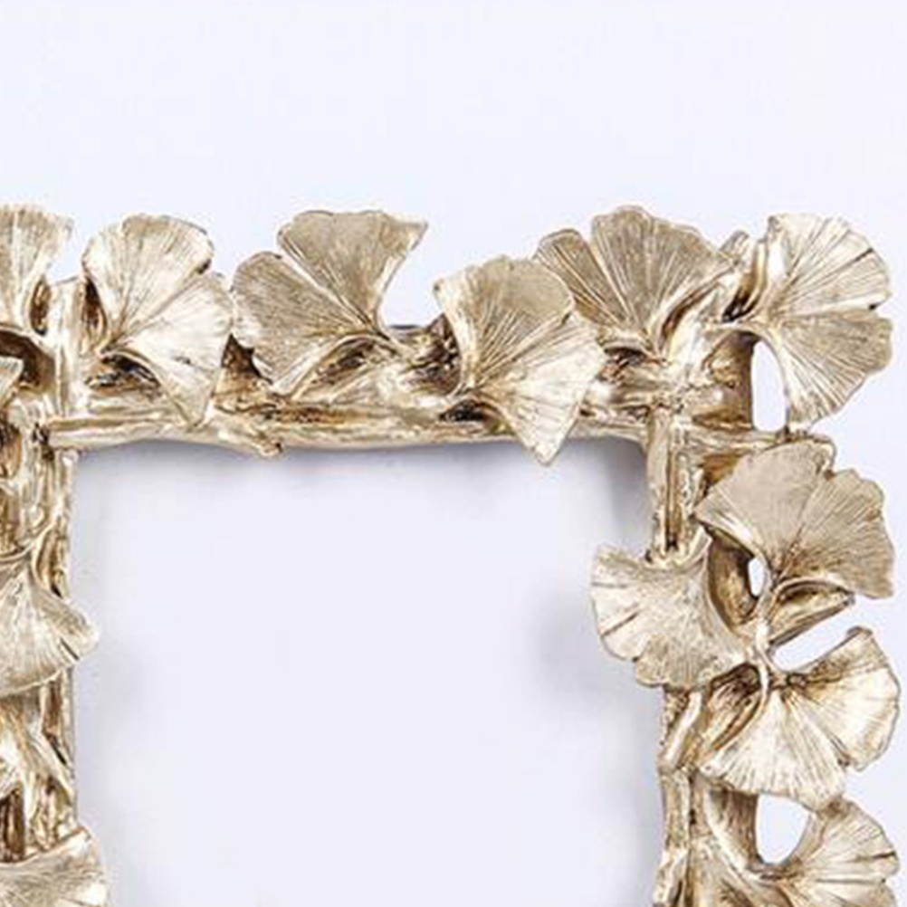 Photo Frame European Retro Resin Gold Ginkgo Leaf Photo Frame Decorative Desktop Picture Frame Study Children Room (Golden)