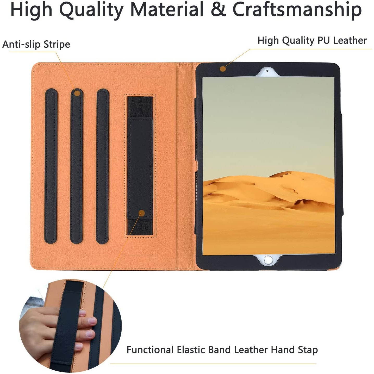 Slim Folding Smart Leather Folio Stand Case for iPad 10.2 inch (8th & 7th Gen) - Marble