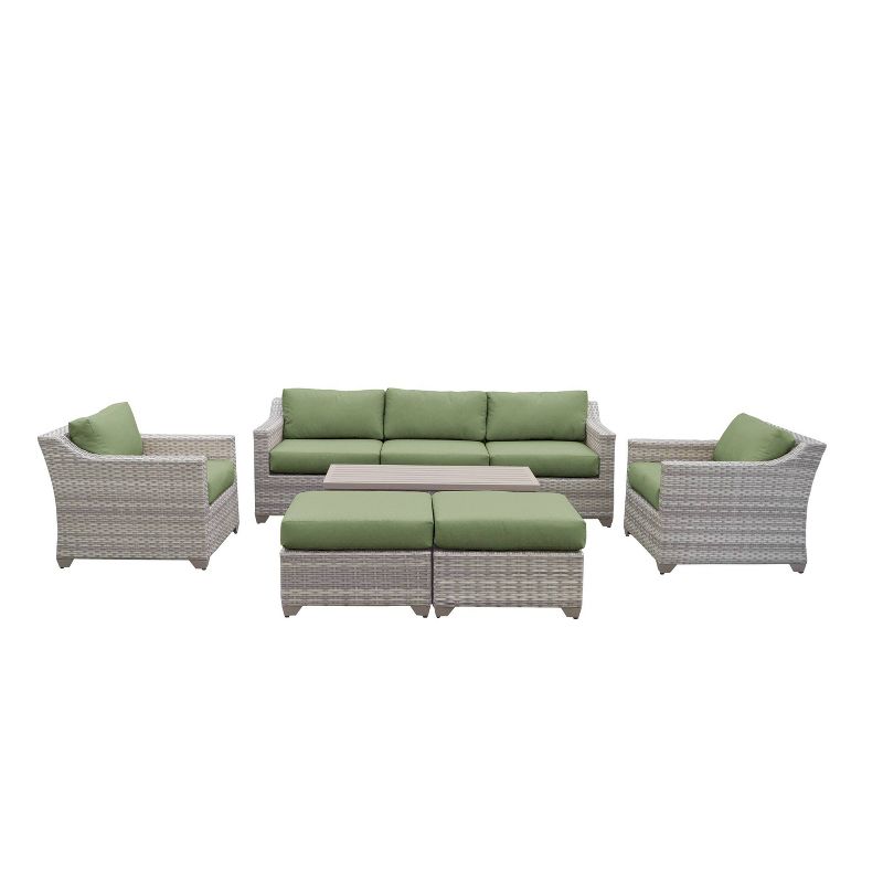 Fairmont 8pc Patio Sectional Seating Set with Club Chairs & Cushions - Cilantro - TK Classics