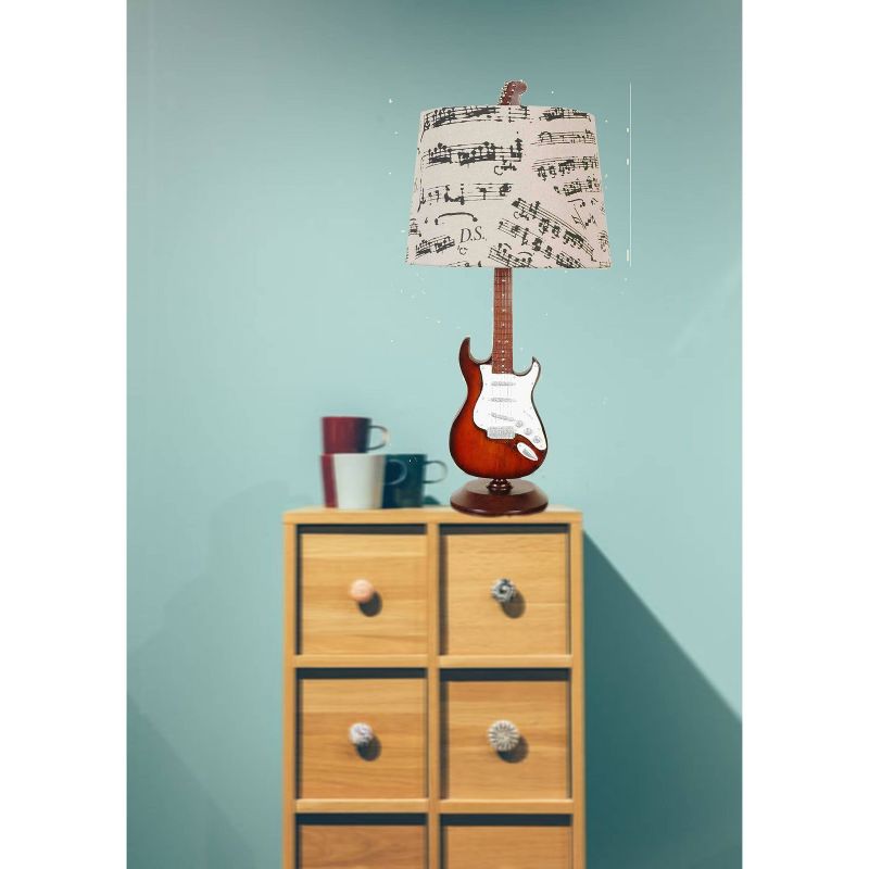 24.5" Guitar Table Lamp with Music Note Shade - Creative Motion Industries