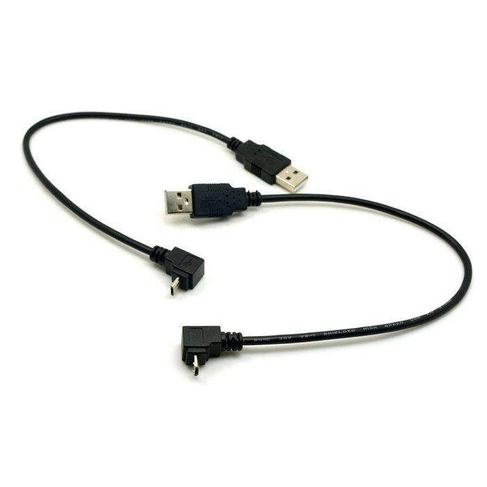 2pcs USB 2.0 Male to Micro USB Up & Down Angled Cable 30cm for Phone & Tablet