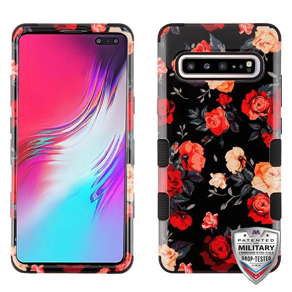 MYBAT Red and White Roses/Black TUFF Hybrid Phone Protector Cover [Military-Grade Certified](with Package)