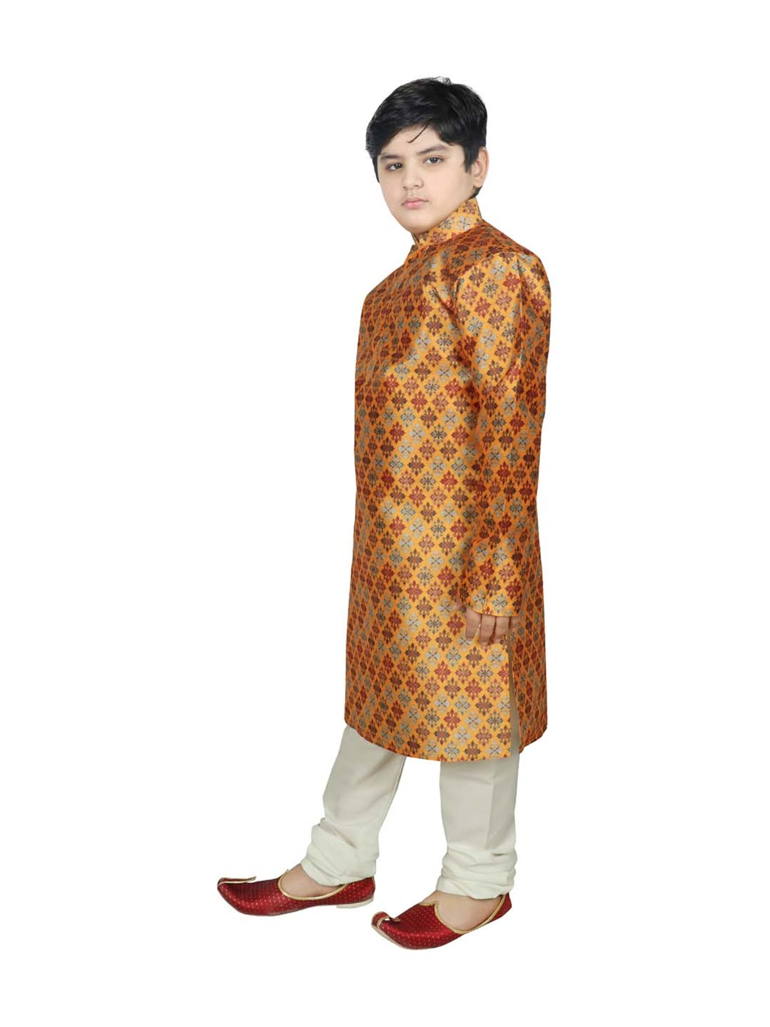 SG Yuvraj Kids Yellow Printed Kurta Set