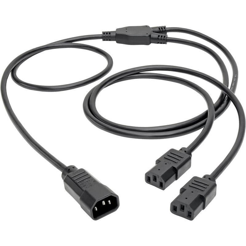 Tripp Lite 6ft Computer Power Cord Extension Cable C14 to 2xC13 10A 18AWG 6' - 10A, 18AWG (IEC-320-C14 to 2x IEC-320-C13) 6-ft."