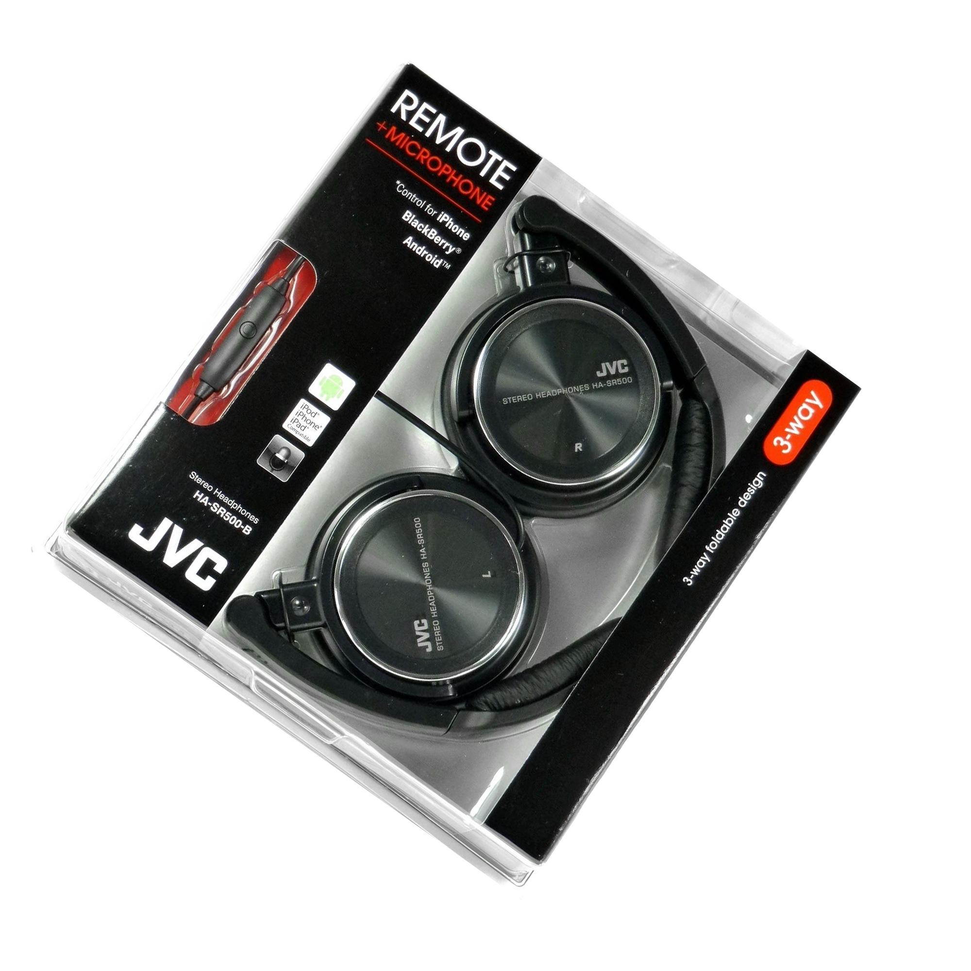 JVC HASR500B On-Ear Headband Headphones with Remote & Microphone (Black)