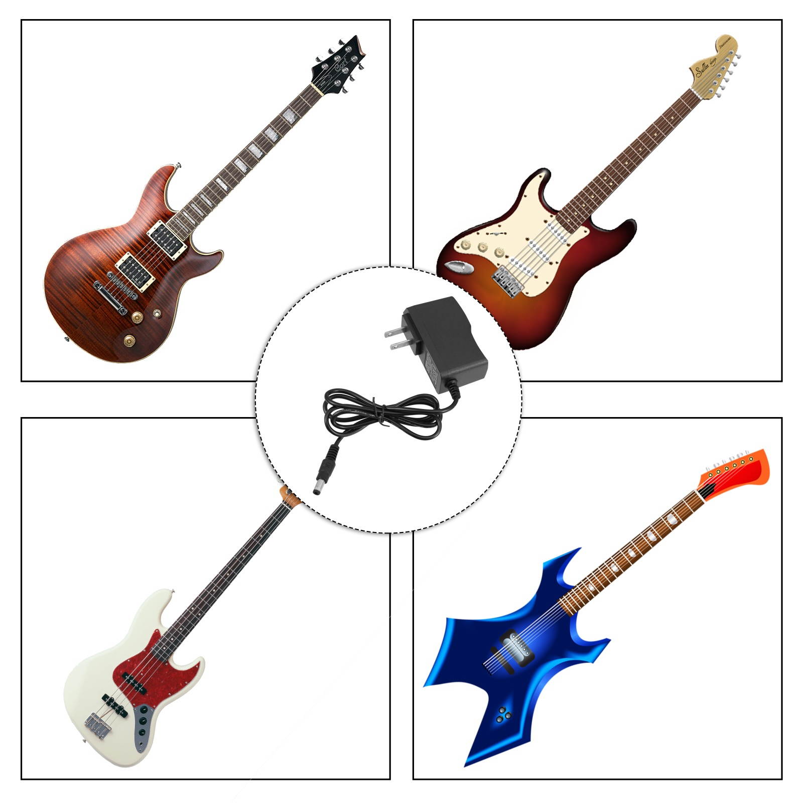 1 Pc Guitar Charger Compatible for Boss/Digitech/Behringer (Black, US Plug)