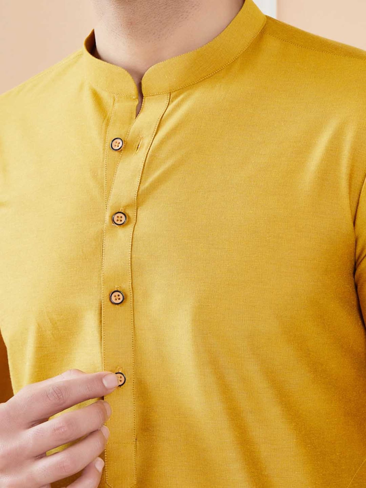 See Designs Mustard & White Regular Fit Kurta & Pyjamas Set