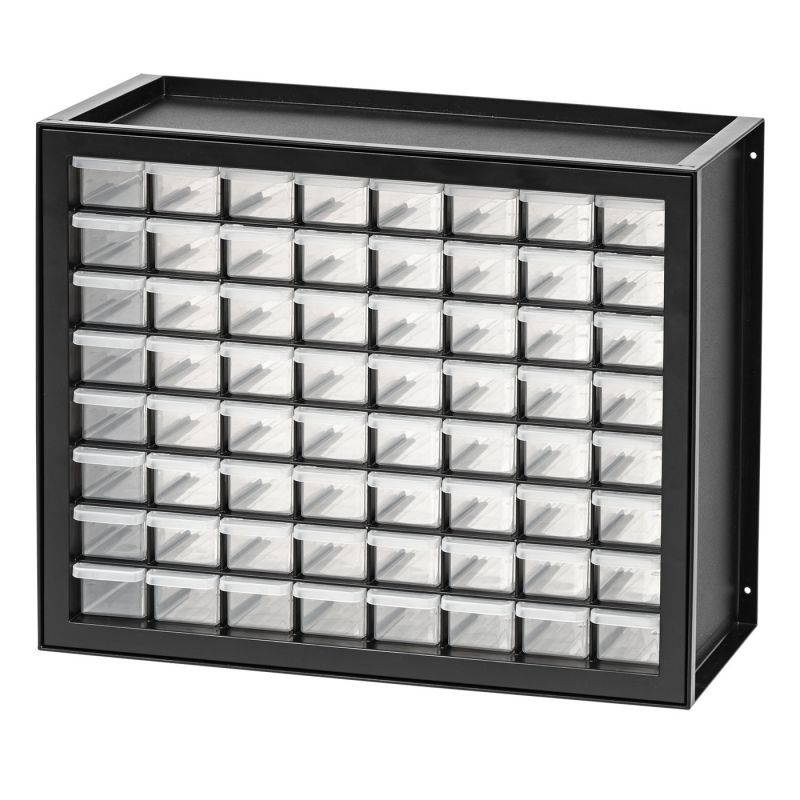 IRIS 64 Drawer Parts Cabinet, 1 Pack, Black