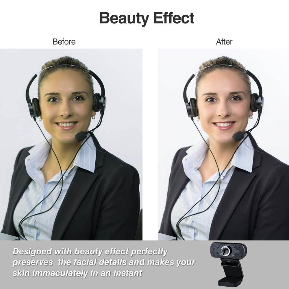 Webcam 1080P Computer Camera with Privacy Cover USB Connection Built-in Noise-reduction Microphone for Live Video