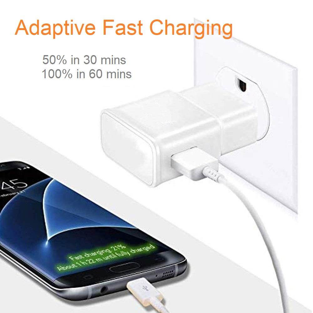 Adaptive Fast Charging (AFC) Wall/Travel Charger w/ Type C 3 Ft Cable for Samsung S8/S9,LG G5/G6/Motorola/Nokia  - White