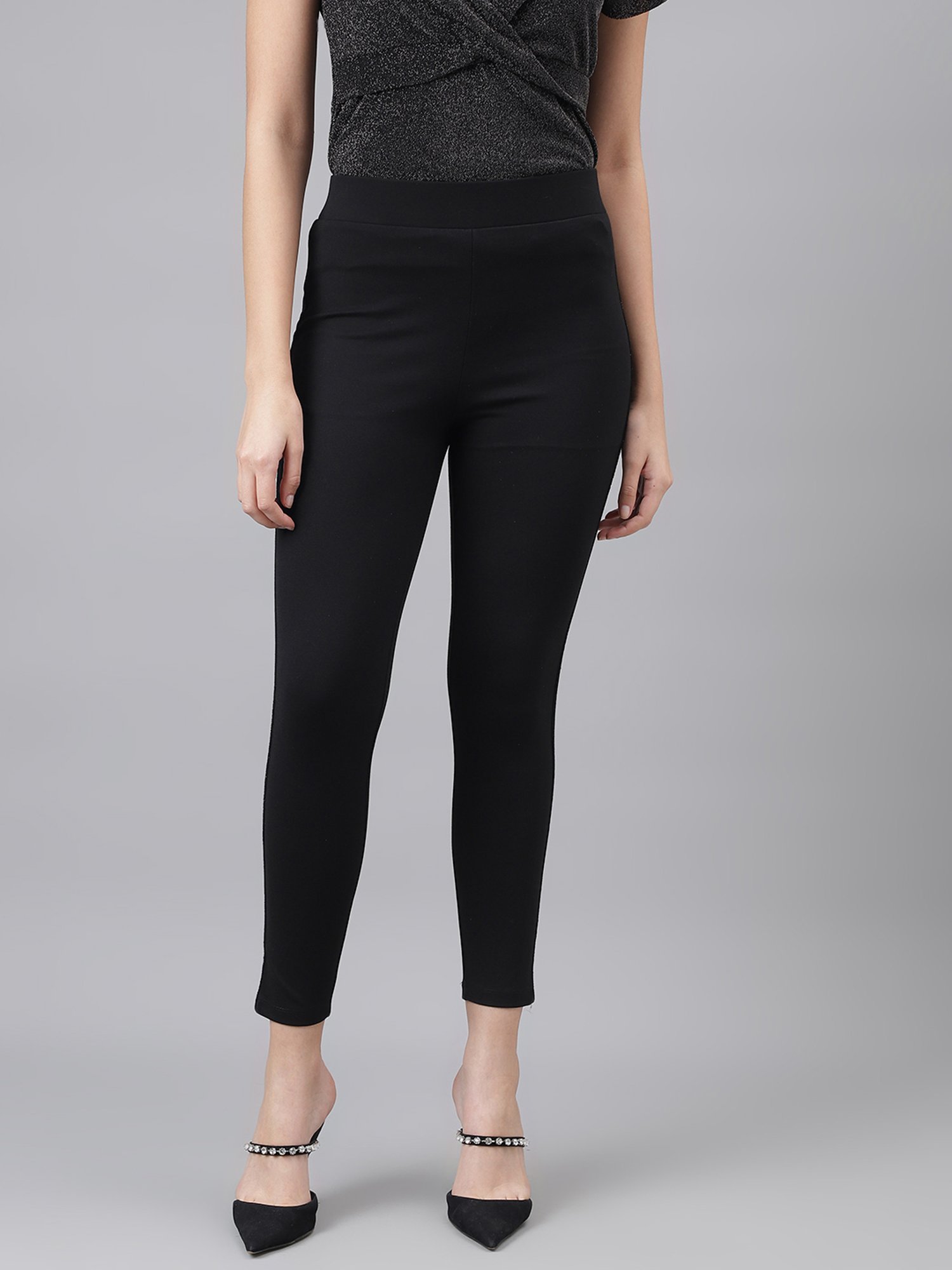 Latin Quarters Black Regular Fit Mid Rise Jeggings