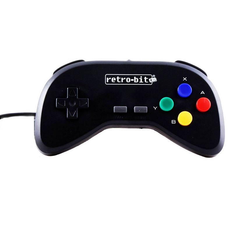 Retro-Bit Wired Controller Compatible with Super Compatible with SNES Super Nintendo Entertainment System, Black