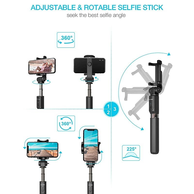 Selfie Stick Tripod  Extendable Bluetooth Selfie Stick with Wireless Remote and Tripod Stand Compatible for iPhone 1111 ProXSXRX8P7P Galaxy S10S9S8 and More
