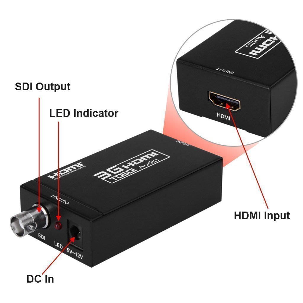 New Mini HD 1080P 3G SDI to HDMI Converter Support SD-SDI, HD-SDI and 3G-SDI Signals Showing on HDMI Display AY30