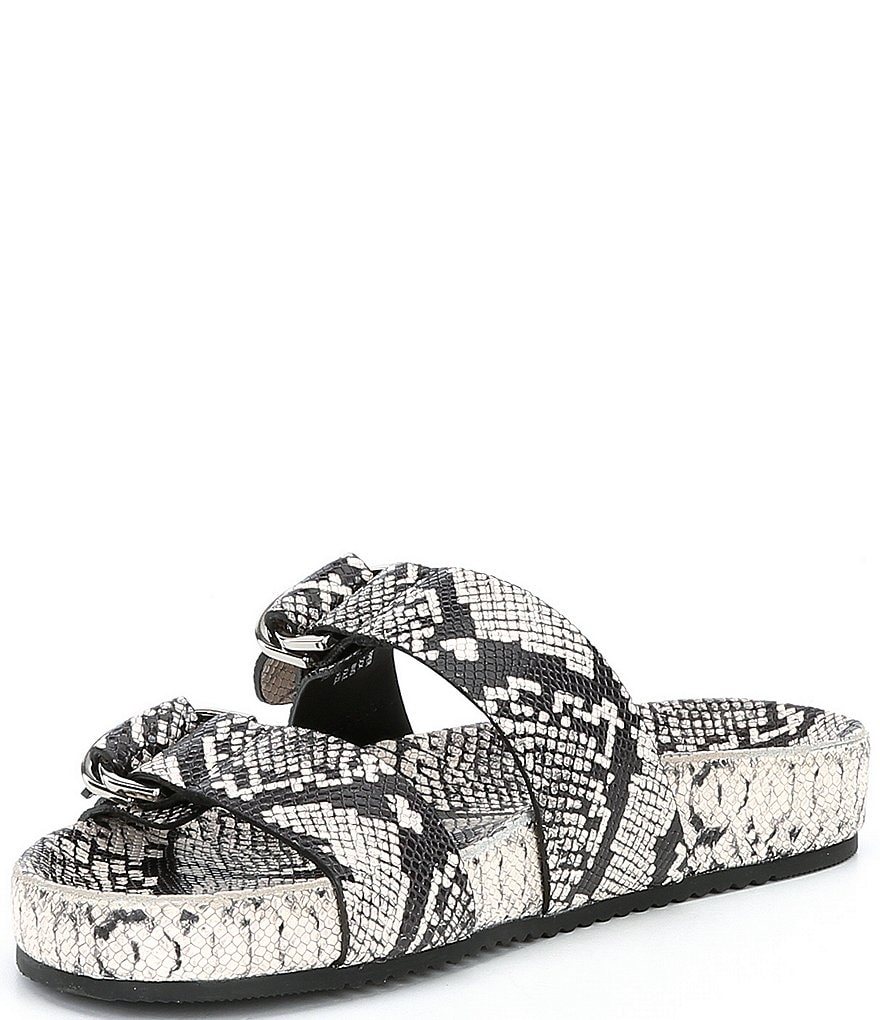 Antonio Melani Branson Snake Print Leather Double Buckle Sandals