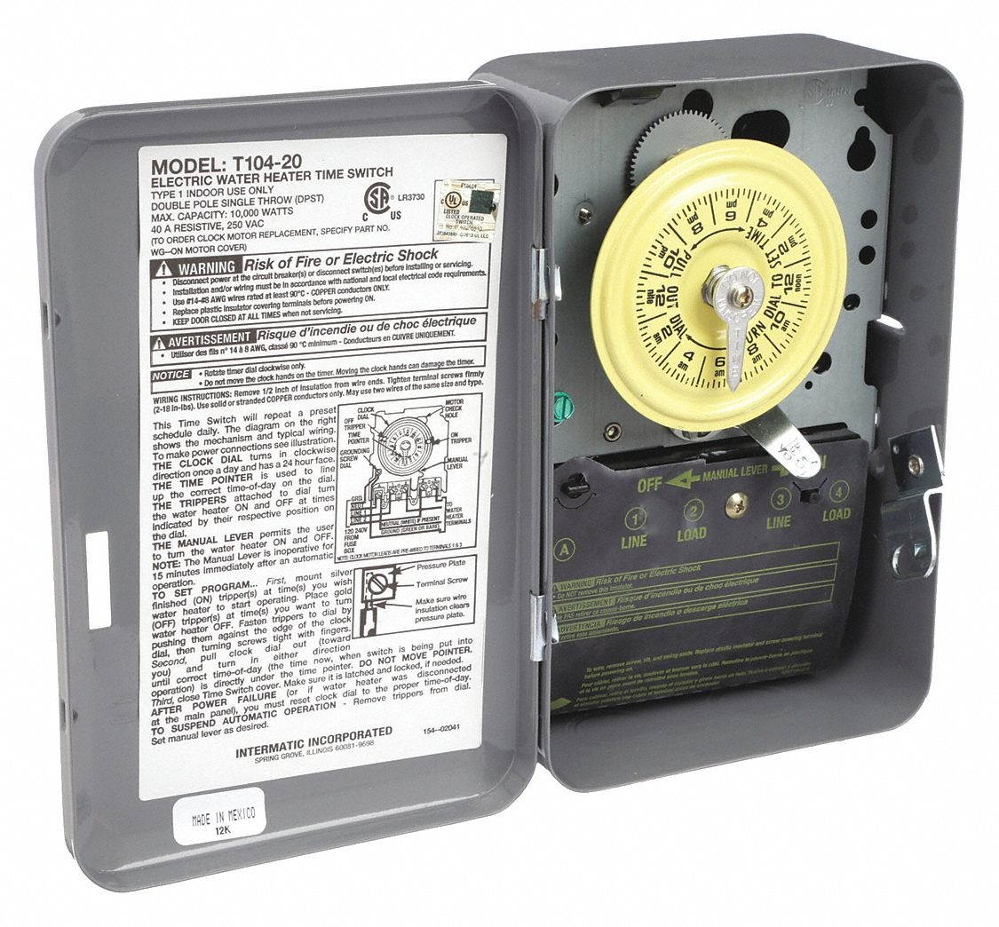 Time Clock 24 Hour Dpst 208-277V Intermatic Inc Misc. Office Supplies T104-20