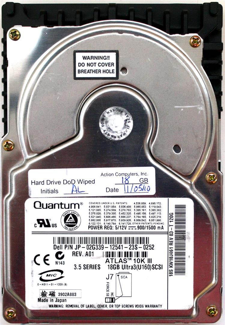 18GB ATLAS 10K III Ultra3(U160)SCSI HDD, 18S KW18J461 REV 03-T 120G, JP-02G339-12541