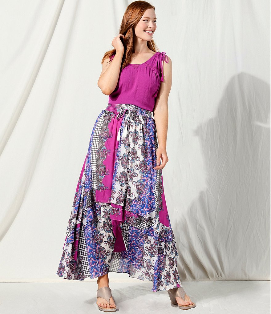 Reba Crinkle Rayon Hi-Low Fuchsia Top