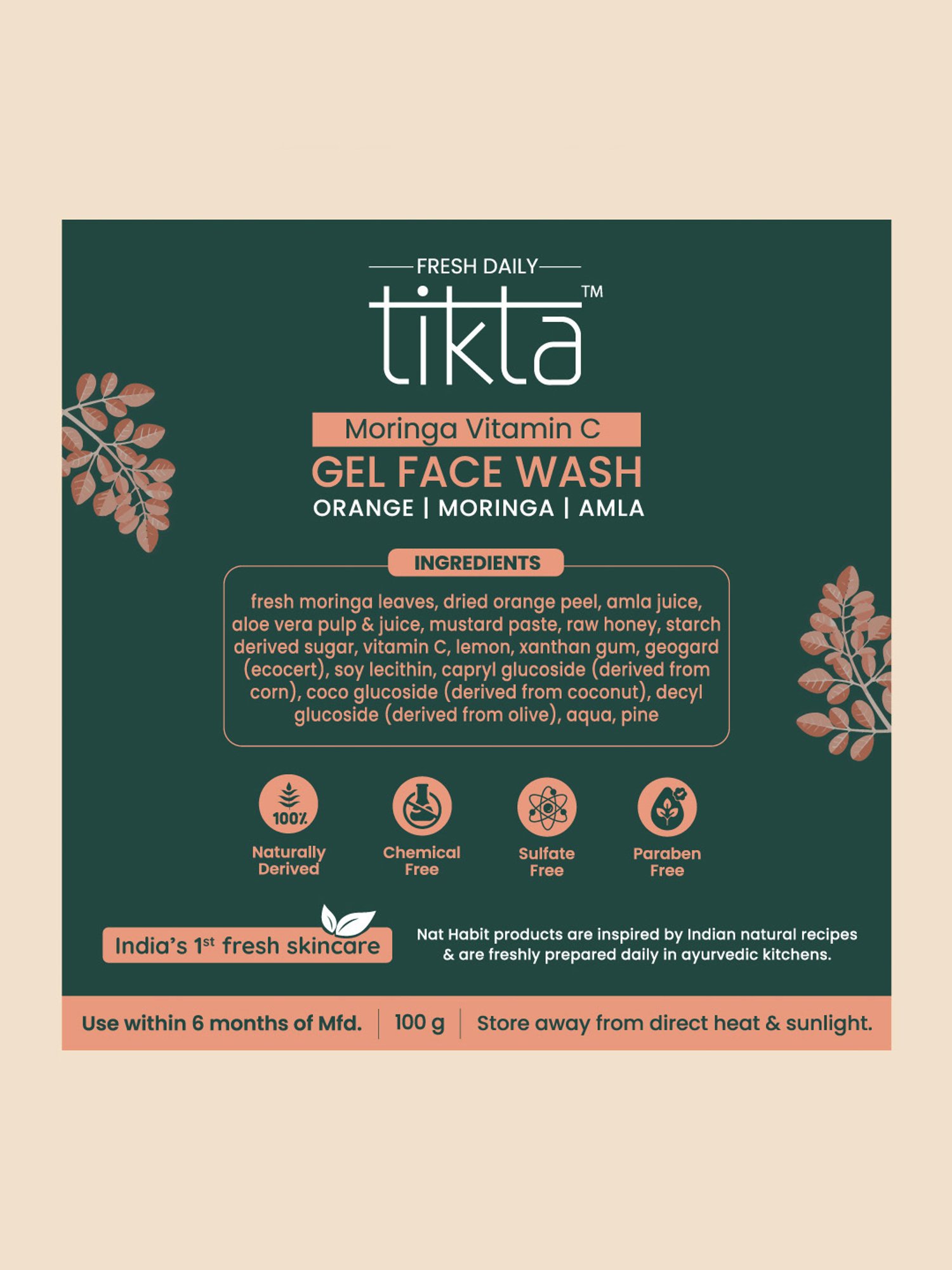 Nat Habit Tikta Moringa Vitamin C Gel Face Wash - 100 gm