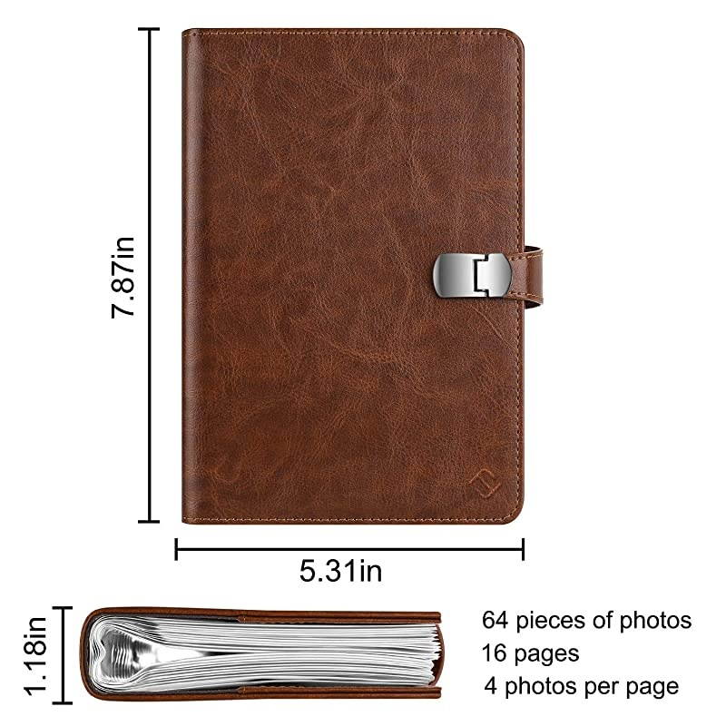 Wallet Photo Album for Fujifilm Instax Wide 300 Polaroid OneStep 264 Pockets Snap Fastener Album Compatible with Polaroid POP Originals 600 Camera 35x45 Inch Film Vintage Brown
