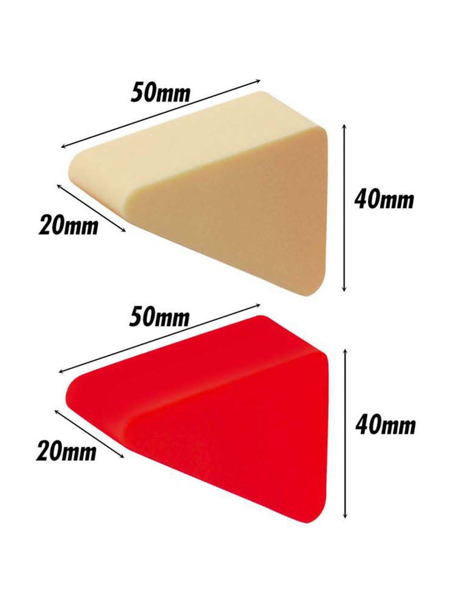 PAC Pressed Sponge Triangle Red & Cream - 4 Pcs