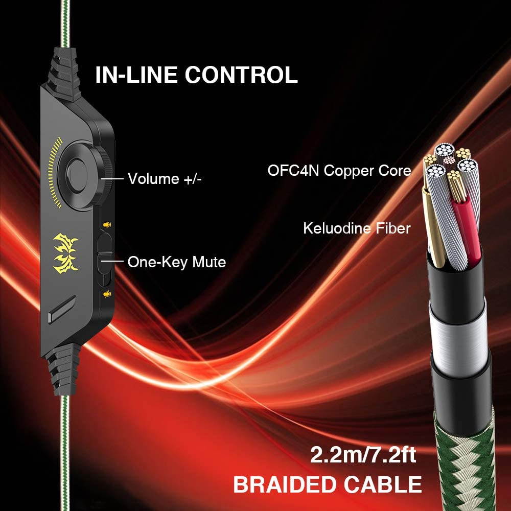 VersionTECH. G2000 Gaming Headset for PC PS4, Professional Stereo Over Ear Headset With Noise Cancelling Mic, Led Lights, In-Line Volume Control For XBox One,Nintendo Switch, Smartphones, Ipad, Mac, P